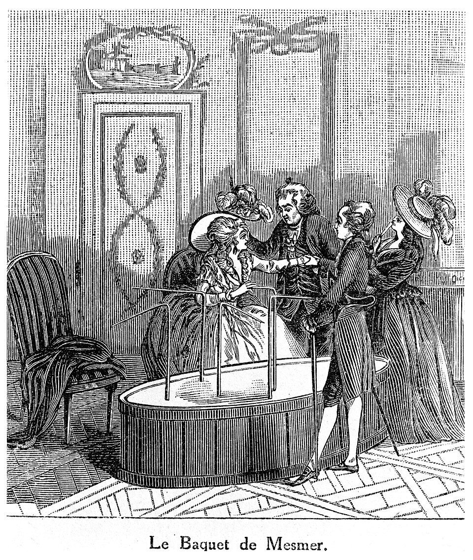 Le Baquet de Mesmer historical engraving